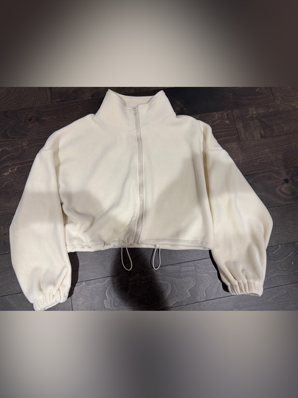Cropped Cream Zip-Up Fleece